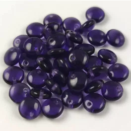   Lentil with Asymetrical Hole - Czech Glass Bead - Tanzanit - 6mm