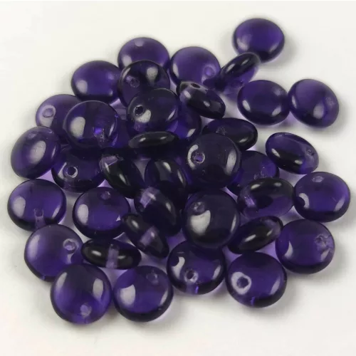 Lentil with Asymetrical Hole - Czech Glass Bead - Tanzanit - 6mm