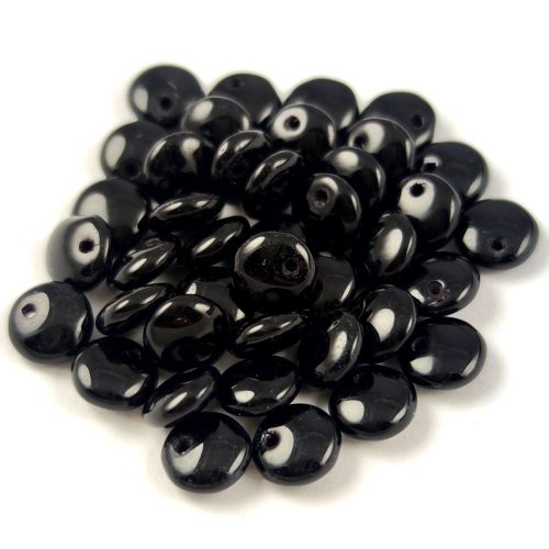 Cseh lencse gyöngy - szélén fúrt - Opaque Black - 6mm
