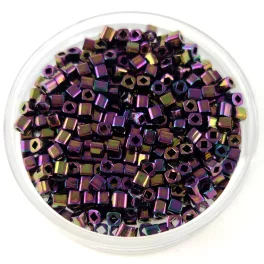   Toho Cube Japanese Glass Bead  -  85  -  Metallic Plum Iris - 1,5mm