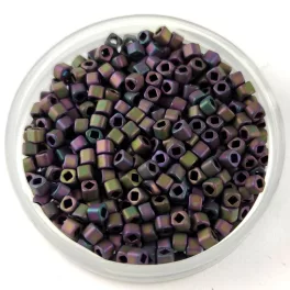  Toho Cube Japanese Glass Bead  -  85f  -  Frosted Metallic Plum Iris - 1,5mm