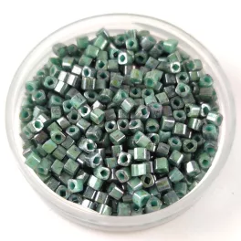   Toho Cube Japanese Glass Bead  -  1207  -  Marbled Opaque Turquoise Blue - 1,5mm
