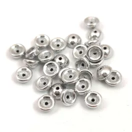 Teacup - czech pressed bead - Silver - 2x4mm
