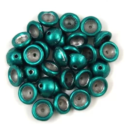   Teacup - czech pressed bead - Saturated Metallic Forest Biome - 2x4mm