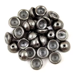   Teacup - czech pressed bead - Saturated Metallic Frost Gray - 2x4mm
