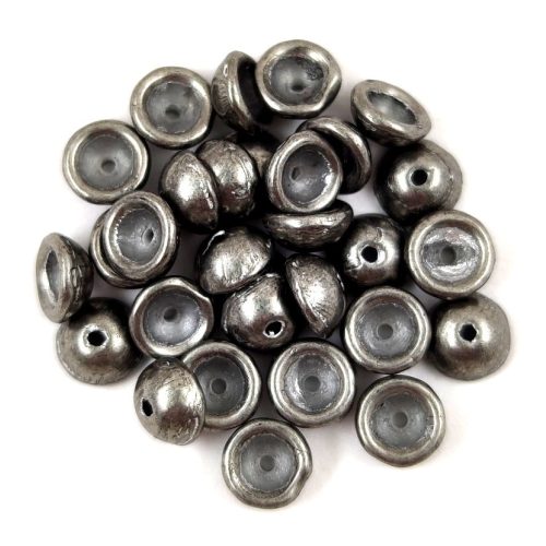 Teacup - czech pressed bead - Saturated Metallic Frost Gray - 2x4mm