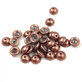 Teacup - czech pressed bead - Sueded Gold Ash Rose - 2x4mm