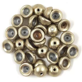   Teacup - czech pressed bead - Sueded Gold Cloud Dream - 2x4mm