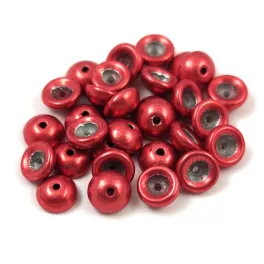 Teacup - czech pressed bead - Sueded Gold Samba Red - 2x4mm