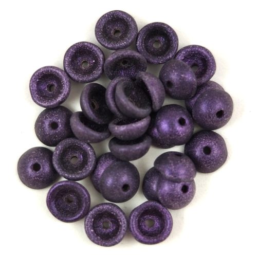 Teacup - czech pressed bead - Metallic Suede - Purple - 2x4mm