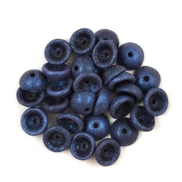 Teacup - czech pressed bead - Metallic Suede - Blue - 2x4mm