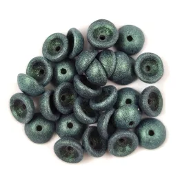   Teacup - czech pressed bead - Metallic Suede - Light Green - 2x4mm