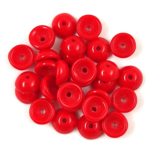 Teacup - czech pressed bead - Opaque Red - 2x4mm