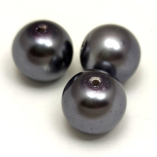 Imitation pearl round bead - Slate Gray - 12mm