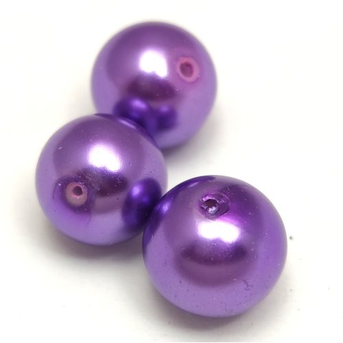 Imitation pearl round bead - Medium Purple - 12mm