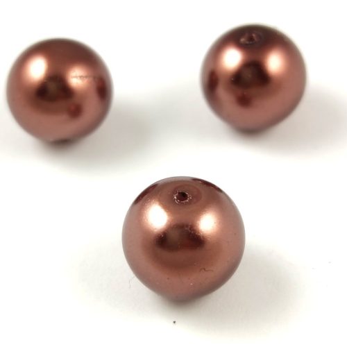 Imitation pearl round bead - Saddle Brown - 12mm