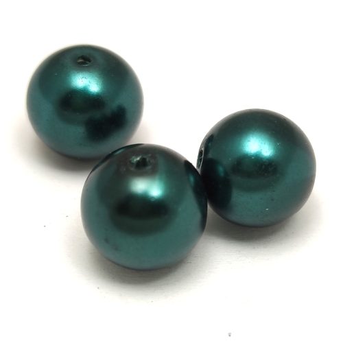 Imitation pearl round bead - Teal - 12mm
