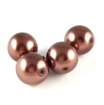 Imitation pearl round bead - Metallic Brown - 14mm