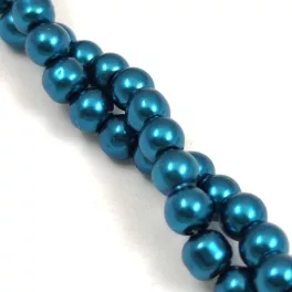   Imitation pearl round bead - Metallic Petrol - 4mm (sold on a strand - 210pcs/strand)