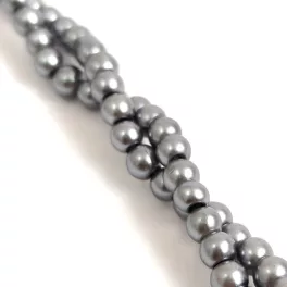   Imitation pearl round bead - Hematit - 4mm (sold on a strand - 210pcs/strand)