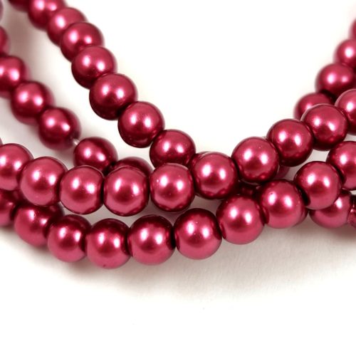 Tekla golyó gyöngy - Pearl Light Bordeaux - 4mm (szálon - kb. 210db/szál)