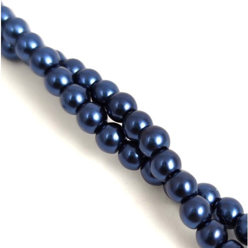 Imitation pearl round bead - Metallic Dark Blue - 4mm (sold on a strand - 210pcs/strand)