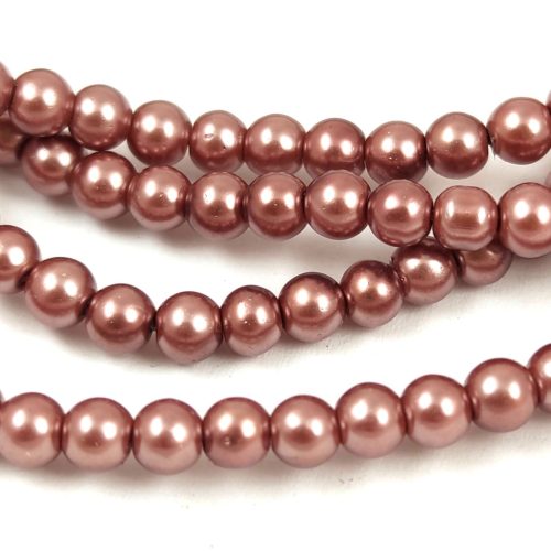 Tekla golyó gyöngy - Pearl Antique Brown - 4mm (szálon - kb. 210db/szál)