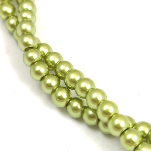 Imitation pearl round bead - Metallic Lime - 4mm (sold on a strand - 210pcs/strand)