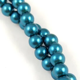   Imitation pearl round bead - Metallic Petrol - 6mm (sold on a strand - 145 pcs/strand)