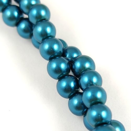 Imitation pearl round bead - Metallic Petrol - 6mm (sold on a strand - 145 pcs/strand)