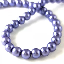   Imitation pearl round bead - Metallic Light Sapphire - 6mm (sold on a strand - 145 pcs/strand)
