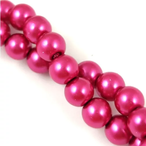 Imitation pearl round bead - Dark Fuchsia - 6mm (sold on a strand - 145 pcs/strand)