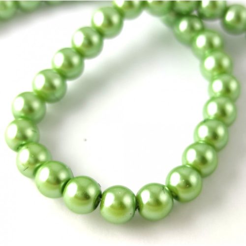 Imitation pearl round bead - Metallic Light Green - 6mm (sold on a strand - 145 pcs/strand)