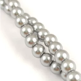   Imitation pearl round bead - Metallic Grey - 6mm (sold on a strand - 145 pcs/strand)