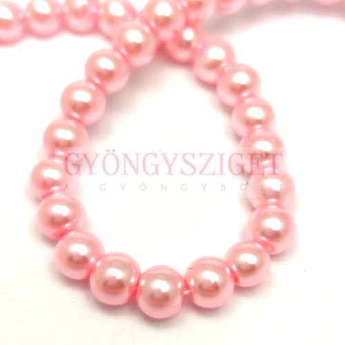 Tekla golyó gyöngy - Pearl Pink - 6mm (szálon - kb. 145 db/szál)