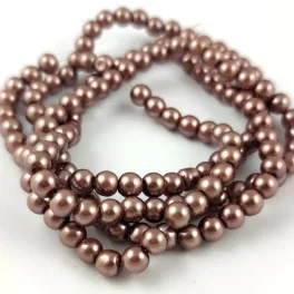   Imitation pearl round bead - Walnut - 6mm (sold on a strand - 145 pcs/strand)