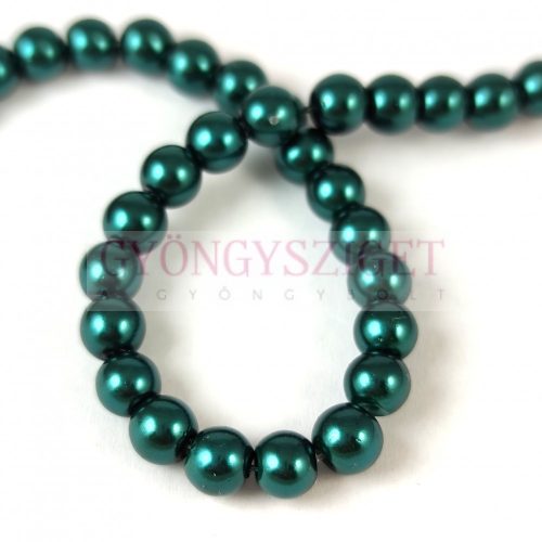 Imitation pearl round bead - Metallic Dark Emerald - 6mm (sold on a strand - 70pcs/strand)
