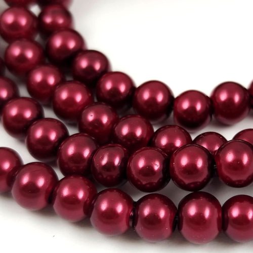 Imitation pearl round bead - Bordeaux - 6mm (sold on a strand - appr. 74pcs/strand)