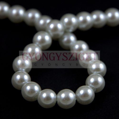 Tekla golyó gyöngy - White Pearl - 6mm (szálon - kb. 145db/szál)