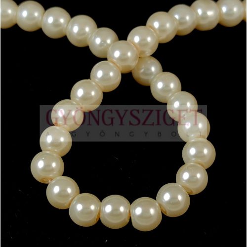 Imitation pearl round bead - Cream Pearl - 6mm (sold on a strand - 50pcs/strand)