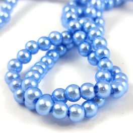 Imitation pearl round bead - Metallic Light Blue - 8mm