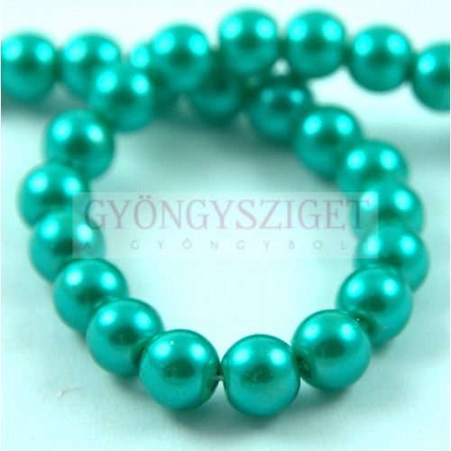 Tekla golyó gyöngy - Metallic Green Turquoise - 8mm (szálon - kb. 105db/szál)