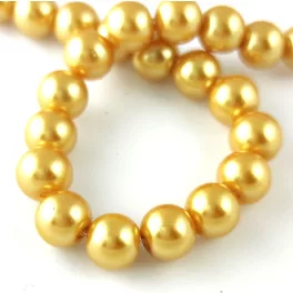   Imitation pearl round bead - Light Gold - 8mm (sold on a strand - 105pcs/strand)