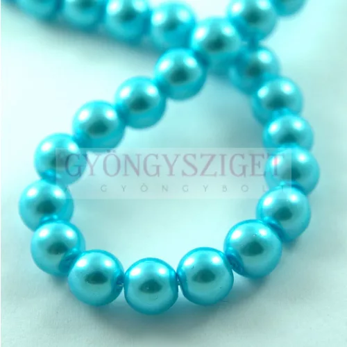 Tekla golyó gyöngy - Metallic Blue Turquoise - 8mm (szálon - kb. 105db/szál)