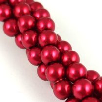   Imitation pearl round bead - Metallic Crimson - 8mm (sold on a strand - 55pcs/strand)