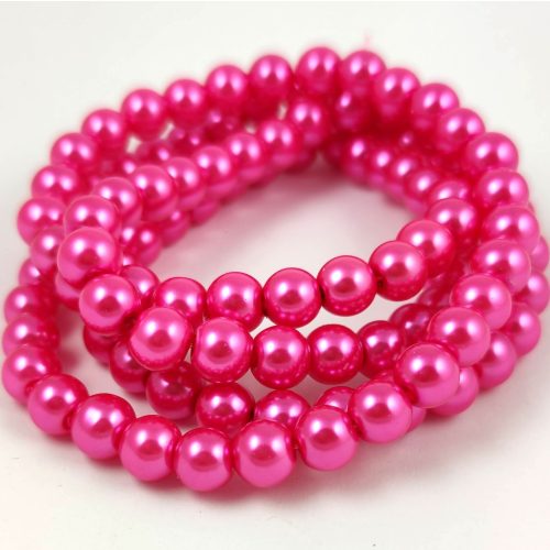 Imitation pearl round bead - Metallic Pink Candy - 8mm (sold on a strand - 105pcs/strand)