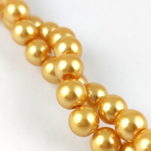 Imitation pearl round bead - Metallic Yellow Gold - 8mm (sold on a strand - 100pcs/strand)