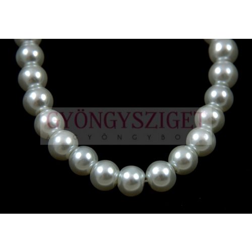 Tekla golyó gyöngy - White Pearl - 8mm (szálon - kb. 105db/szál)