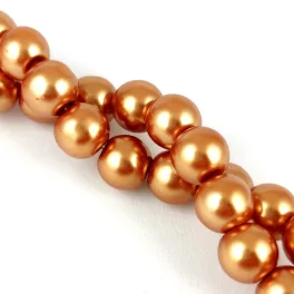   Imitation pearl round bead - Metallic Golden Dark Orange - 8mm (sold on a strand - 100pcs/strand)