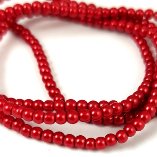 Tekla golyó gyöngy - Crimson - 3mm (kb. 185 db/szál)